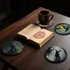 Posavasos de Madera Halloween Festival Clásico Retro Restaurante Vajilla Aislamiento Posavasos para Té Antideslizante Base para Taza Set Festivo