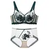 3322 Conjunto de Sujetador Bordado Sexy Francés Ultradelgado para Senos Grandes Los Hace Ver Más Pequeños Soporte Push-up Tipo de Ajuste Ropa Interior