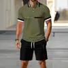Comércio Exterior Aliexpress Temu Moda Masculina Casual Camiseta Polo de Manga Curta Estampa 3D Conjunto de Roupas e Calças