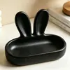 Nuevo estante de almacenamiento de gafas con forma de orejas de conejo, organizador de escritorio simple, caja de almacenamiento de dibujos animados, estante creativo negro