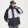 Nueva colección de otoño 2026: Chamarra cortavientos de bloques de color, disponible en beige y gris, un cortavientos impermeable adecuado para parejas