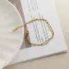 Não tem medo de água aço titânio ins camada dupla quadrado pequeno conta de arroz pulseira feminina moda executiva venda direta da fábrica ouro 18k alta retenção de cor
