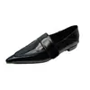Zapatos Planos de Punta Aguda Estilo Nuevo Primavera y Otoño 2025, Uso Bidireccional, Zapatos Casuales de Cuero Estilo Colegio Británico con Tacón Bajo para Mujer