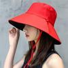 Sombrero de Sol para Mujer Primavera y Verano Estilo Coreano Estudiante Doble Cara Sombrero de Pescador Plegable para Mujer Sombrero de Sol para Exteriores de Ala Ancha