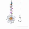 Colgante de Cristal Colorido Flor Pequeña Hecho a Mano Envuelto en Alambre Colgante Decoración Exterior para Coche Cruz de Cuentas DIY Artículos Transfronterizos
