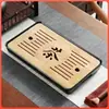 Conjunto de Chá Gongfu Bandeja de Chá Sala de Estar Mesa de Chá Doméstica Bandeja de Drenagem de Bambu Bandeja de Infusão a Seco Armazenamento de Água Bandeja de Madeira Maciça Mar de Chá