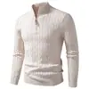 Suéter de Punto con Media Cremallera y Cuello Alto para Hombre, Colección Otoño/Invierno de Comercio Exterior 2026, Suéter de Punto Trenzado Estilo Europeo y Americano, Camiseta Térmica de Manga Larga para Hombre