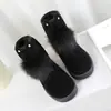 Botas de Neve para Mulheres 2026 Outono e Inverno Novas Botas Curtas Estilo Coreano com Laço de Borboleta e Superfície de Veludo, Sapatos de Algodão com Solado Plano para Estudantes