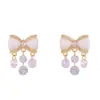Pendientes Vintage de Gato Ojo de Gato Estilo Francés para Mujer, Aretes de Tachuela con Borla de Circonita, Pendientes de Aguja de Plata 925 al por Mayor