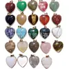 Venta caliente transfronteriza piedra natural ágata piedra de cristal rosa collar con colgante de amor bordeado colgante de corazón de melocotón accesorios de bricolaje