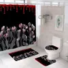 Fs5 Amazon Transfronterizo Serie de Halloween Juego de Cortina de Ducha Impresión Digital Impermeable Antimoho Juego de Cuatro Piezas Puede