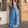 Calça de perna larga, caimento relaxado, estilo americano para mulheres, novo design de outono, versátil, com caimento fluido, solta, perna reta, calça casual