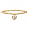 Pulseira com Pingente de Coração em Zircônia Banhada a Ouro 18K de Cobre Aogu Melhor Venda Transfronteiriça na Amazon Pulseira Versátil de Contas de Cobre de Nicho