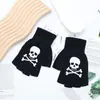 Guantes de Medio Dedo Originales para Otoño e Invierno de Halloween, Garras de Calavera Fantasma, Garras de Punto sin Dedos, Rendimiento Europeo y Americano Fuego Fantasma Transfronterizo