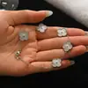 Pulseras transfronterizas de acero de titanio y acero inoxidable, conjuntos de pulseras de acero de titanio a la moda con incrustaciones de diamantes, joyería de trébol de cuatro hojas para mujer, venta al por mayor