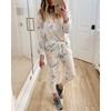 Amazon transfronterizo Explosiones Otoño e Invierno Estampado Tie-dye para Mujer Europeo y Americano Manga Larga Cuello Redondo Traje Casual para Casa de Mujer