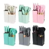 Juego de Utensilios de Cocina y Cuchillos de Silicona de 19 Piezas, Espátula y Cuchara Antiadherentes para Cocinar con Cubo de Almacenamiento para Cocina