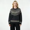 Amazon Comercio Electrónico Transfronterizo Marca de Moda CEL Auténtico Mismo Estilo Suéter Jacquard Cuello Redondo Capa Base Suéter de Punto para Mujer