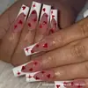 Conjunto de 24 Peças de Unhas Postiças Vestíveis Transfronteiriças, Adesivos de Unha Coração Doce Francês, Arte de Unha Destacável, Item Quente Transfronteiriço