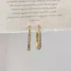 Pendientes Cuadrados con Forma de O Estilo Europeo y Americano con Diamantes Incrustados de Cobre, Estilo Minimalista Simple y Elegante, Pendientes Modernos y Exquisitos para Mujer