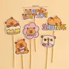 Decoración de Pastel Estilo Ins Bandera Coreana Enchufe Dibujos Animados Oso Lindo Hp Corazón Feliz Cumpleaños Topper Accesorios