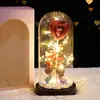 Flor de Rosa con Lámina de Oro en Cubierta de Cristal Muñeca Luminosa Flor Eterna Decoración para San Valentín, Navidad, Regalo para Novia o Esposa