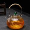 Tetera de vidrio estilo japonés con patrón de martillo, tetera especial con mango de cobre, juego de té de vidrio para estufa eléctrica de cerámica.