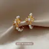 Pendientes de Perla con Tachuelas de Diamante, de Alta Gama y a la Moda, Estilo Dulce y Fresco, Lujo Ligero, Pendientes Versátiles Únicos y Modernos