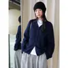 Nova coleção de outono/inverno do Louvre: Cardigã de malha estilo japonês, minimalista, casual, com capuz, mistura de caxemira e seda, um top afunilado para mulheres