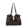 Bolso Tote de Lunares con Lazo Estilo Coreano para Mujer, Gran Capacidad, Para el Trabajo, Hombro Único, Bolso de Axila, Estilo Universitario, Bolso de Mano Retro