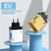 Carregador Transfronteiriço com Mais de 240 Portas e Luzes, 3PD+2USB, Adequado para Celulares Apple e Huawei, Adaptador de Carregamento Rápido Padrão EUA e Europeu