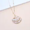 Colar de Concha Natural com Corrente de Aço Inoxidável, Pingente de Concha Estilo Boho Praia com Bordas Douradas Eletrodepositadas, Item Quente Transfronteiriço