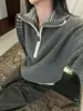Suéter de Punto a Rayas Bloque de Color con Solapas 2026 Invierno 2025 Nuevo Estilo Holgado Versátil Suéter Chaqueta Top para Mujer 0115