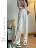 Jeans rectos mujer tiro alto holgados estrechos pierna ancha caída 2023 nuevo combinan con todo pantalón de campana primavera y otoño caliente