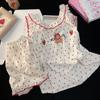 Pijamas para Niñas Traje de Verano Fino 2025 Nuevo Lindo Ropa para el Hogar Pijama Chaleco Algodón Nube Aire Acondicionado