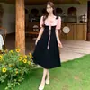 Vestido rosa estilo Hepburn francês, falso duas peças, com detalhes de amarração, requintado e simples, vestido longo que afina e valoriza