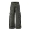 Pantalones de trabajo sencillos de color liso con múltiples bolsillos, estilo coreano para exteriores, nueva colección de otoño, pantalones casuales versátiles de pierna recta, corte holgado para parejas