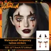 Adesivo de Decoração Facial de Palhaço Geométrico Escuro de Lágrima para Halloween Transfronteiriço Adesivo de Atmosfera de Maquiagem Realista de Terror para Festa