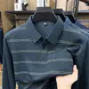 Nuevo conjunto de dos piezas para hombre de primavera y otoño: camiseta de manga larga y pantalones largos para caballeros de mediana edad y mayores