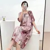 Camisola de Seda de Algodão para Mulheres, Novo Vestido de Verão Estilo Chinês, Vestido de Seda de Algodão Que Pode Ser Usado Fora, Roupa de Casa de Alto Padrão Extra Longa para Primavera e Outono