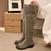 Botas de trabajo de caña alta con tacones gruesos, aspecto vintage desgastado, otoño/invierno 2026, hebilla de cinturón, caña larga, talla grande, botas de caballero, botas de motocicleta, estilo nuevo