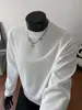 Camiseta retro de manga larga, cuello medio alto, versátil, moderna, cómoda, transpirable y elástica, top nuevo de otoño para hombre estilo coreano
