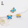 Cobre Puro Tradicional Esmalte Cloisonné Mariposa Azul Cuentas Espaciadoras Pulsera DIY Joyería Collar Cuerda Trenzada Accesorios