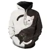 Nuevo Sudadera Trendy para Hombre Otoño e Invierno con Estampado de Gato Impresión Digital 3D Sudadera con Capucha Deportiva Casual