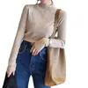 Versão Original Gola Alta Preta Tricô para Mulheres, Camada Interna Elegante Justa ao Corpo, Tricô Versátil para Usar por Baixo, Top Quente