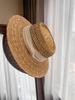 Sombrero de Paja con Visera de Gran Circunferencia para Mujer 2025 Nuevo Estilo Francés de Copa Plana Sombrero de Protección Solar para Vacaciones Tejido Calado Talla Grande