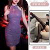 Terno Roxo Novo Estilo Chinês Feminino Pura Desejo Spice Girl Elegante Cardigã com Xale Renda Gola Vazada Vestido Conjunto de Duas Peças