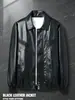 Jaqueta de Couro Masculina Outono Novo Estilo Ins Tendência Jovem Versão Coreana Bonita Gola Lapela Jaqueta de Couro Biker Top