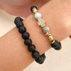 Pulsera de Cruz Incrustada de Diamantes Pulsera Elástica de Cuentas de Madera Ojo Frío del Diablo Pulsera de Alta Calidad Moderna