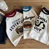 Camiseta de Manga Larga 100% Algodón para Niños 2026 Nueva Prenda Base Raglán para Niños Pequeños y Niños Pequeños Elegante Camiseta de Bloques de Color de Dibujos Animados